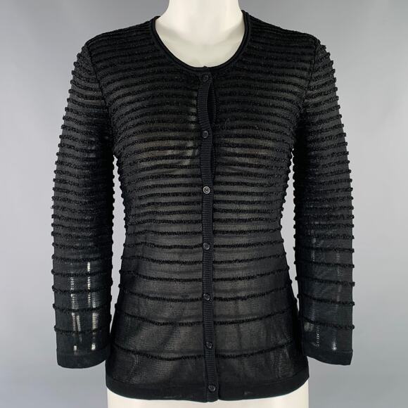 YIGAL AZROUEL Size S Black Knit Ribbed Cardigan
